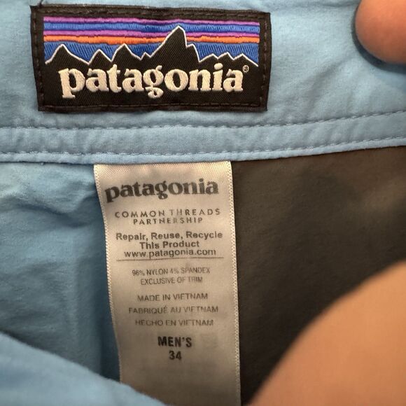 Patagonia Shorts Men’s 34 Grey Blue Stretch Boardshorts Beach Surf - Picture 5 of 7